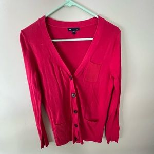 Bright pink Gap cardigan